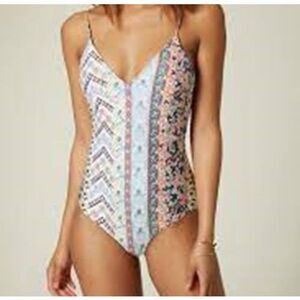 885 O'Neill STRANDS coco one piece laced back BLUE FLORAL MULTI sz XL new